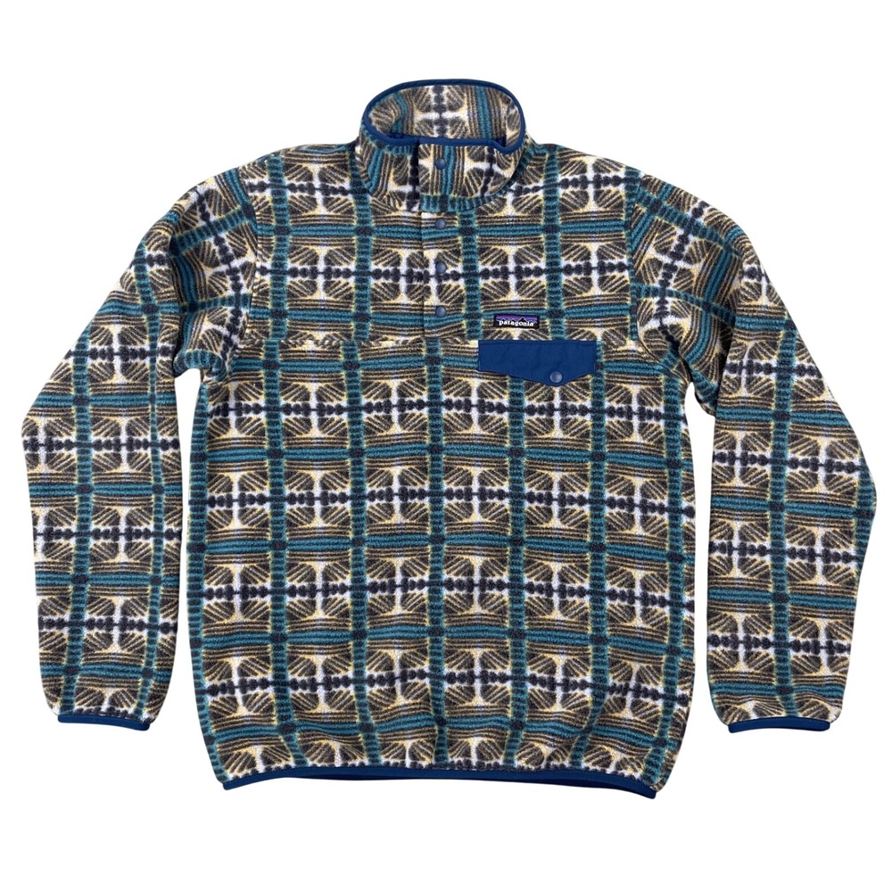 Patagonia Womens Medium Synchilla Snap-T Pullover Fleece Snow Beam Periwinkle